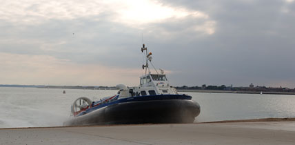 Hovercraft entering Portsmouth Hoverport