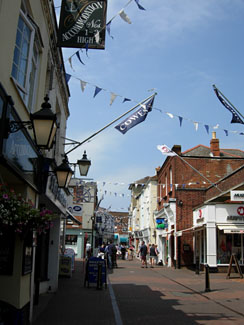 The narrow, colourful streets of Cowes, Isle of Wight