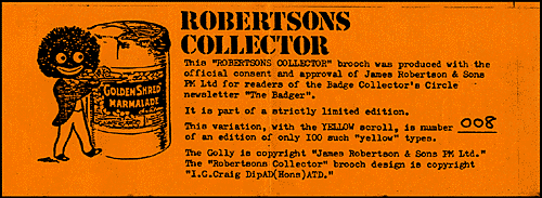 Certificate for Collector Oranges with yellow scroll